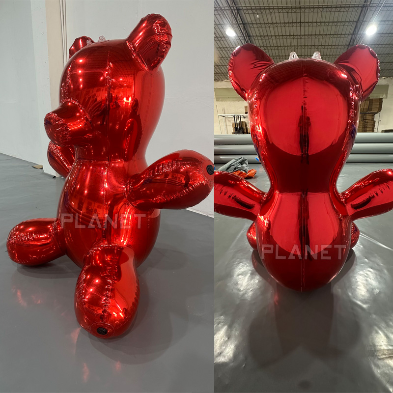Giant Advertising Reflective PVC Red Inflatable Mirror Bear for Decoration