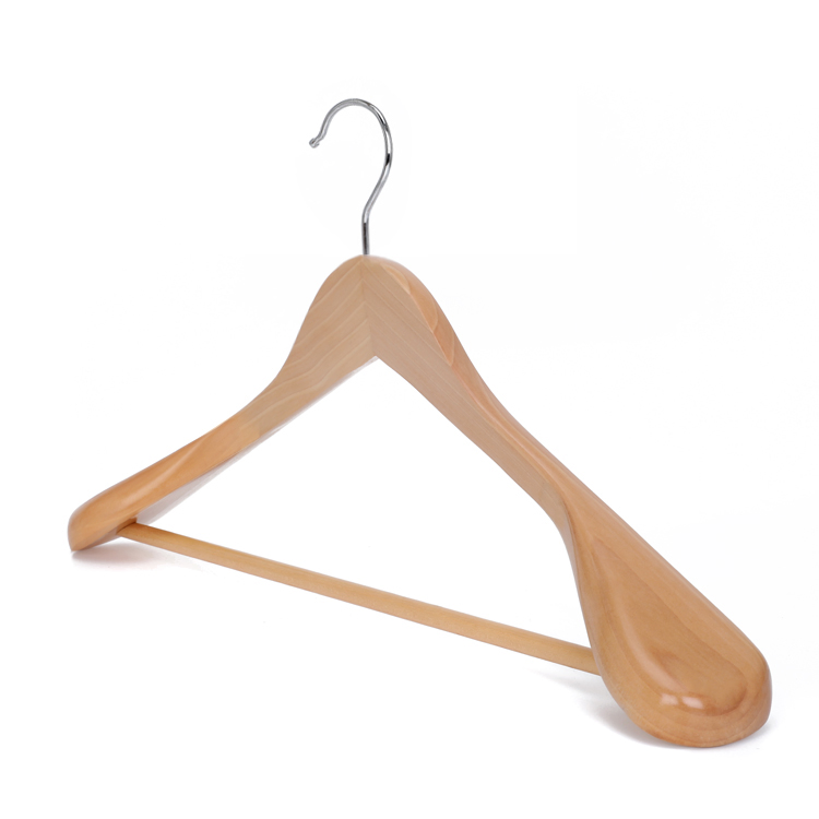 Wooden Suit Hangers 6 Pack Extra-Wide Shoulder Wood Coat Hangers with Non Slip Pant Bar