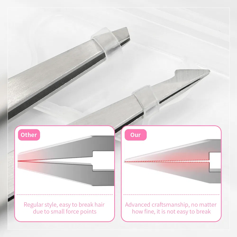 2 Pieces Professional Stainless Steel Precision Eyebrow Tweezers Set