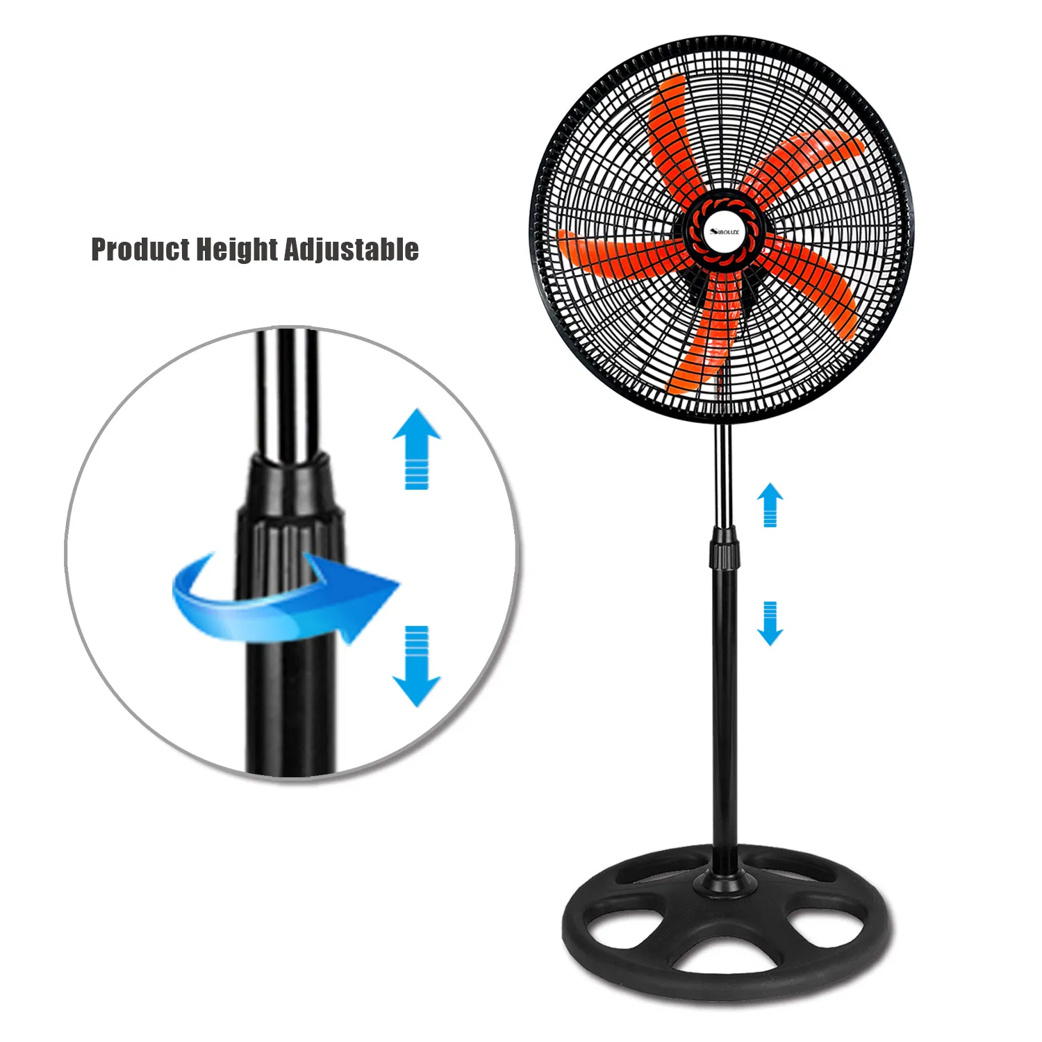 18 Inch Big Power Fan Good Qualtiy Stand Fan 5 Blade Plastic Grill 4 Hole Base Oscillating Stand Fan Pedestal Fan Ventilador De Pie