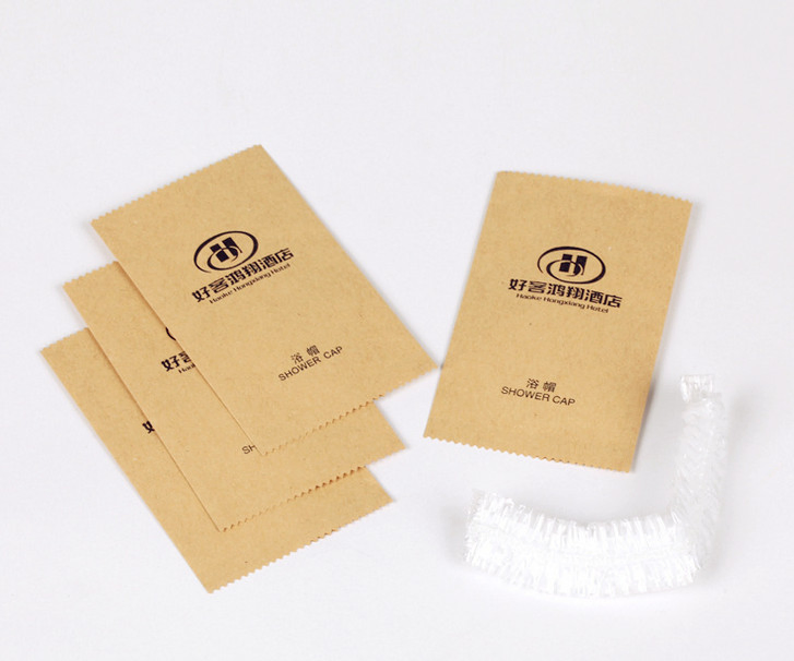 Disposable Shower Cap with Print Logo Carboard Box