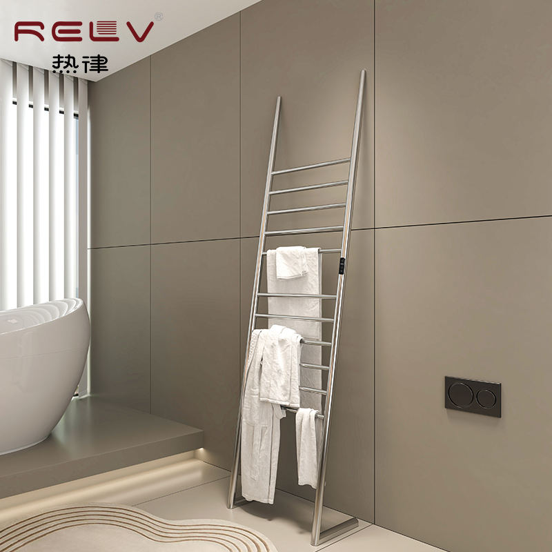 Modern Minimalist Stainless Steel Electric Heated Towel Rack Ladder Style Bathroom Dryer Warmer
