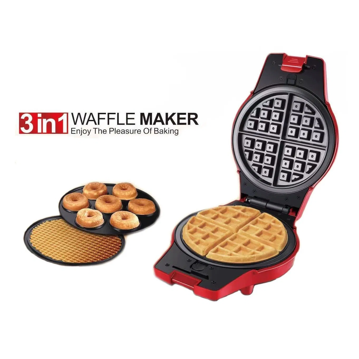 3-in-1 Multifunctional Electric Griddle Breakfast Maker, Donut, Cake, Sandwich, Waffle, Pancake & Egg Roll Machine