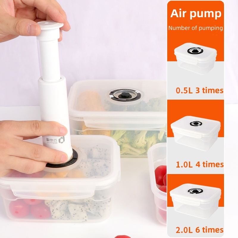 Bestfull Fresh Extended Stackable Vacuum Plastic Food Storage Container with Vacuum Pump