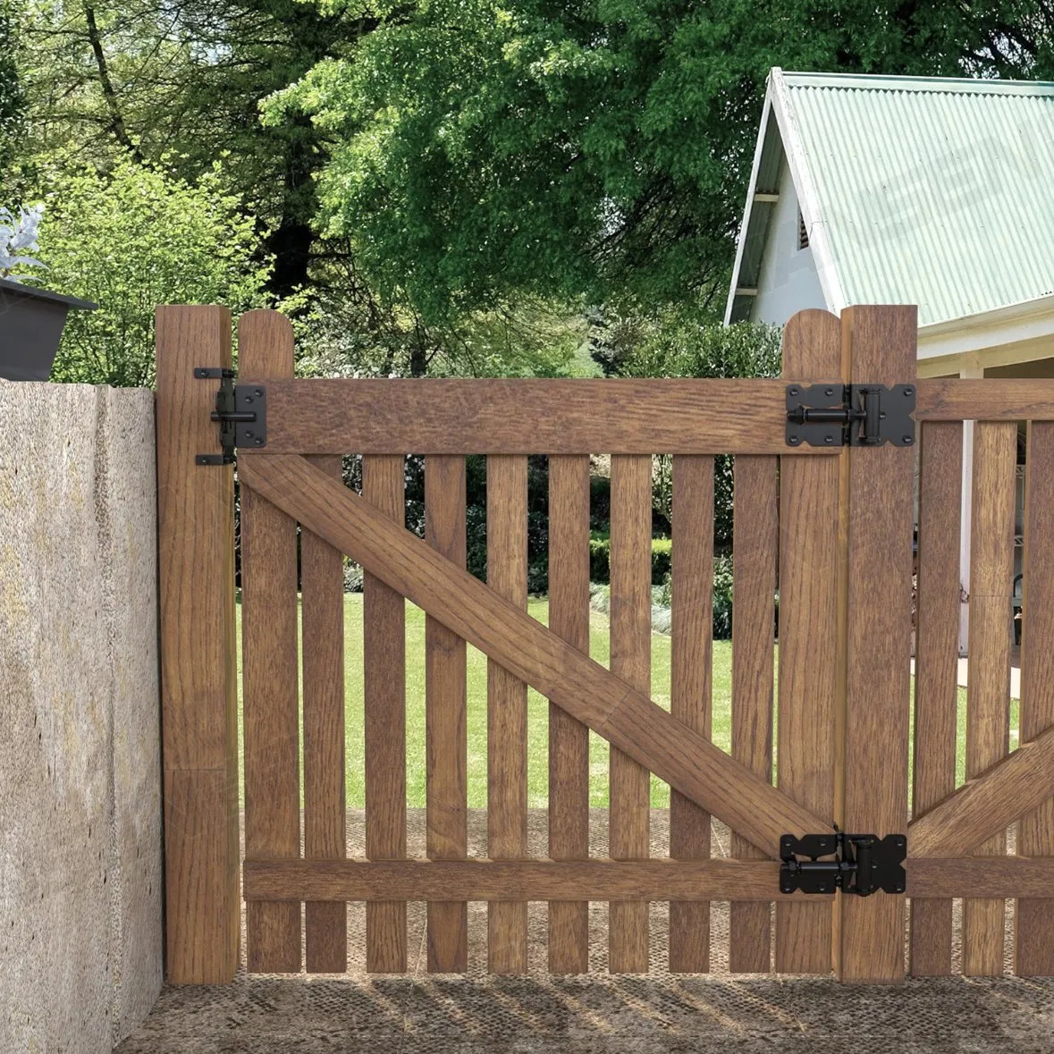 Heavy-Duty Self Closing Stainless Steel Hinges and Latch Hardware Kit for PVC Fence Gates