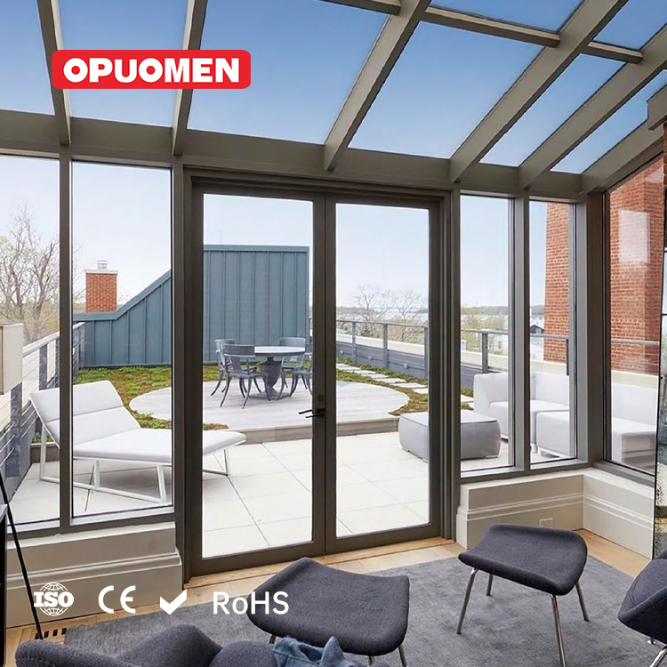 Opuomen Triangle Roof Outdoor Aluminum Solarium Sunrooms Glass House