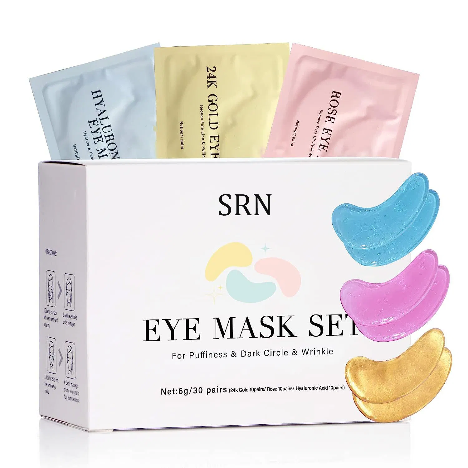 Private Label Gold Eye Mask Rose Eye Mask Hyaluronic Acid Eye Patches for Dark Circles & Puffiness