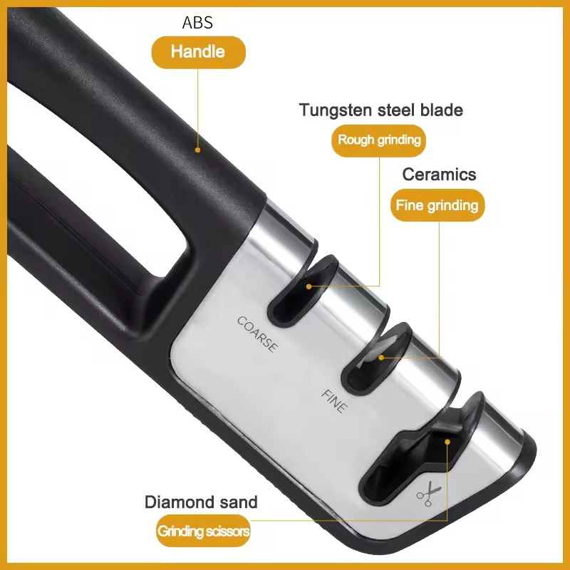 Professional Knife Sharpener 3 Stage Knife Sharpening Stone Multifunctional Kitchen Sharpen Tool Suitable for Knife and Scissors