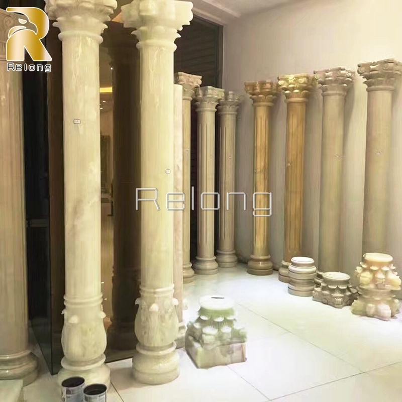 Custom Size Natural Marble Round Stone Columns Pillar Wholesaler