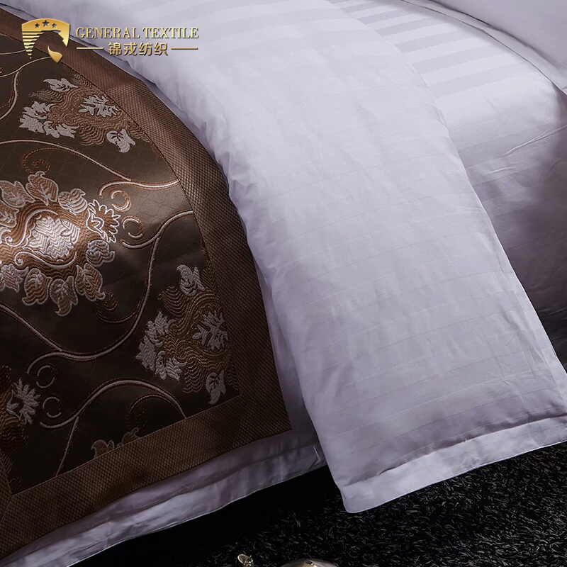 Luxury 100% Cotton Bed Linen 60s 300tc Jacquard Stripes Hotel Bedsheet Set