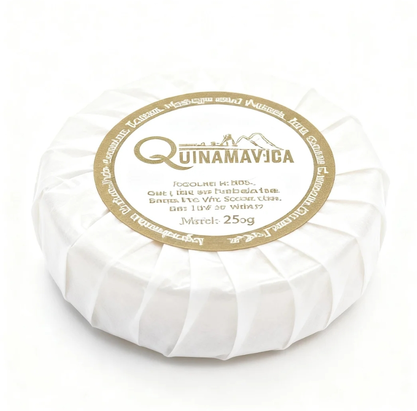 25g Round Hotel Guest Soap in White Laminated Paper Wrap with Custom Label