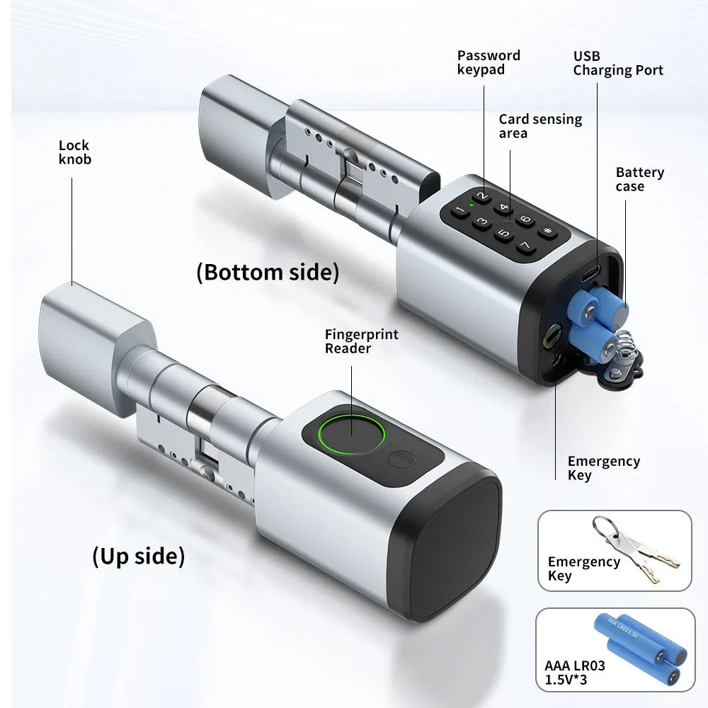 Ready Stock Electronic Lock Core Fingerprint + Code + RFID Card Easy Replacement Without Changing Door Handle