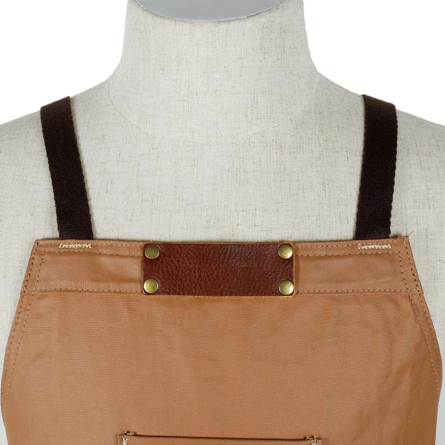 Luxury Design Cowhide Leather Canvas Coating Garden Apron with Webbing Strap (RS-211805)