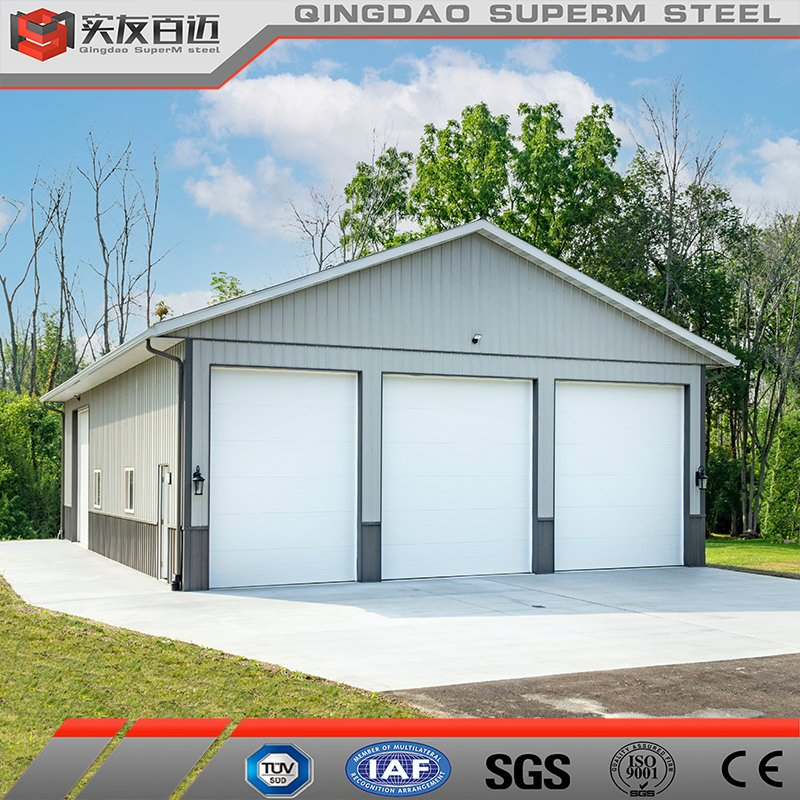 Prefabricated Steel Structure Garage with Waterproof Insulated Sandwich Panel