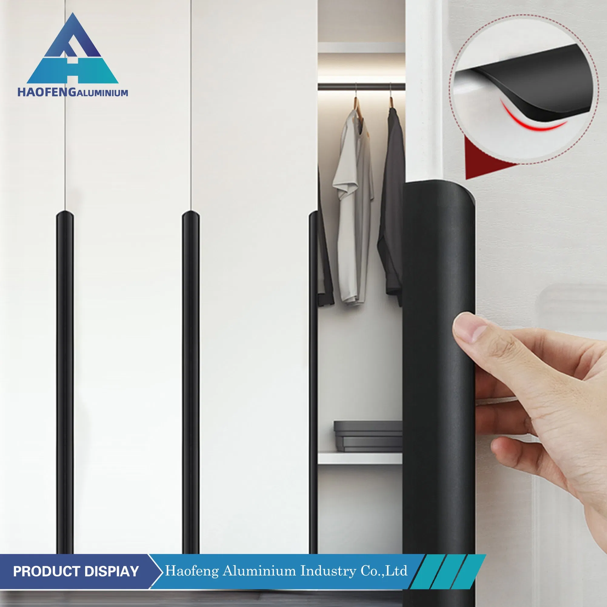 Hidden Aluminum Cabinet Handles Hot Sale High Quality Gold Cabinet Pull Factory Promotional Strong Black Handle