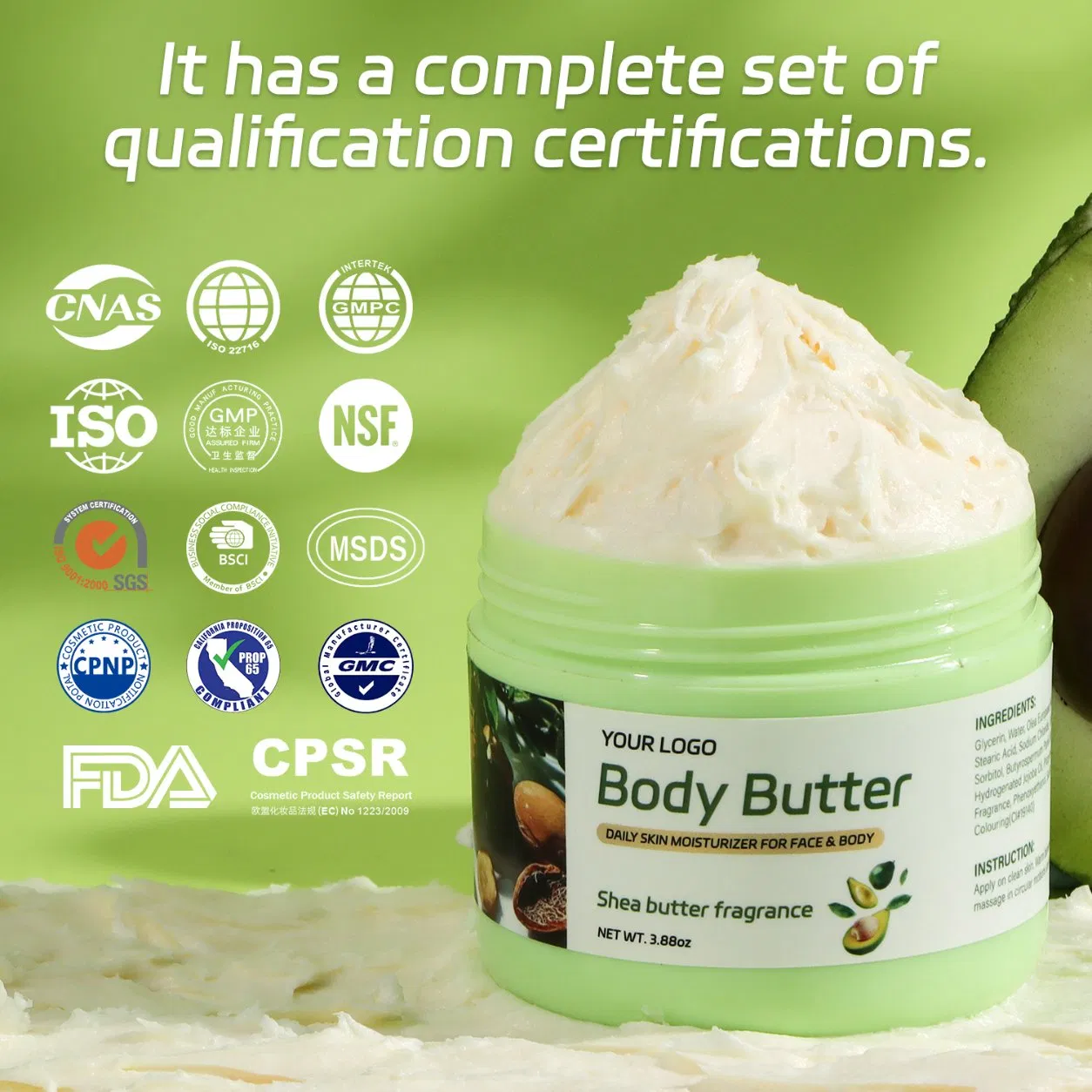 Hot Sale Private Label Shea Body Butter 200ml for Men & Women Gift