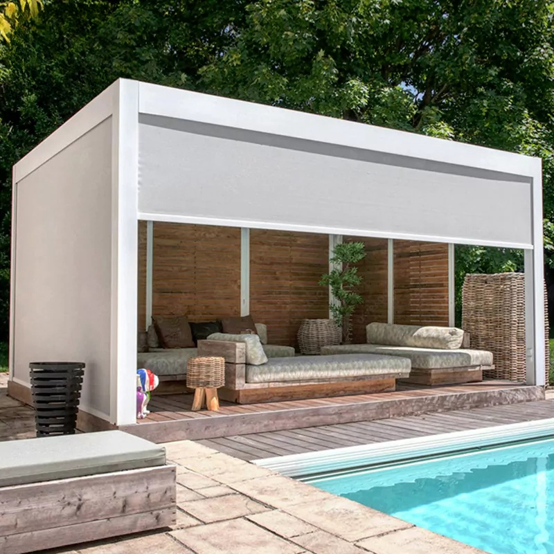 Aluminum Customized Electric Louvered Roof Backyard Pergola with Sunshade Screen