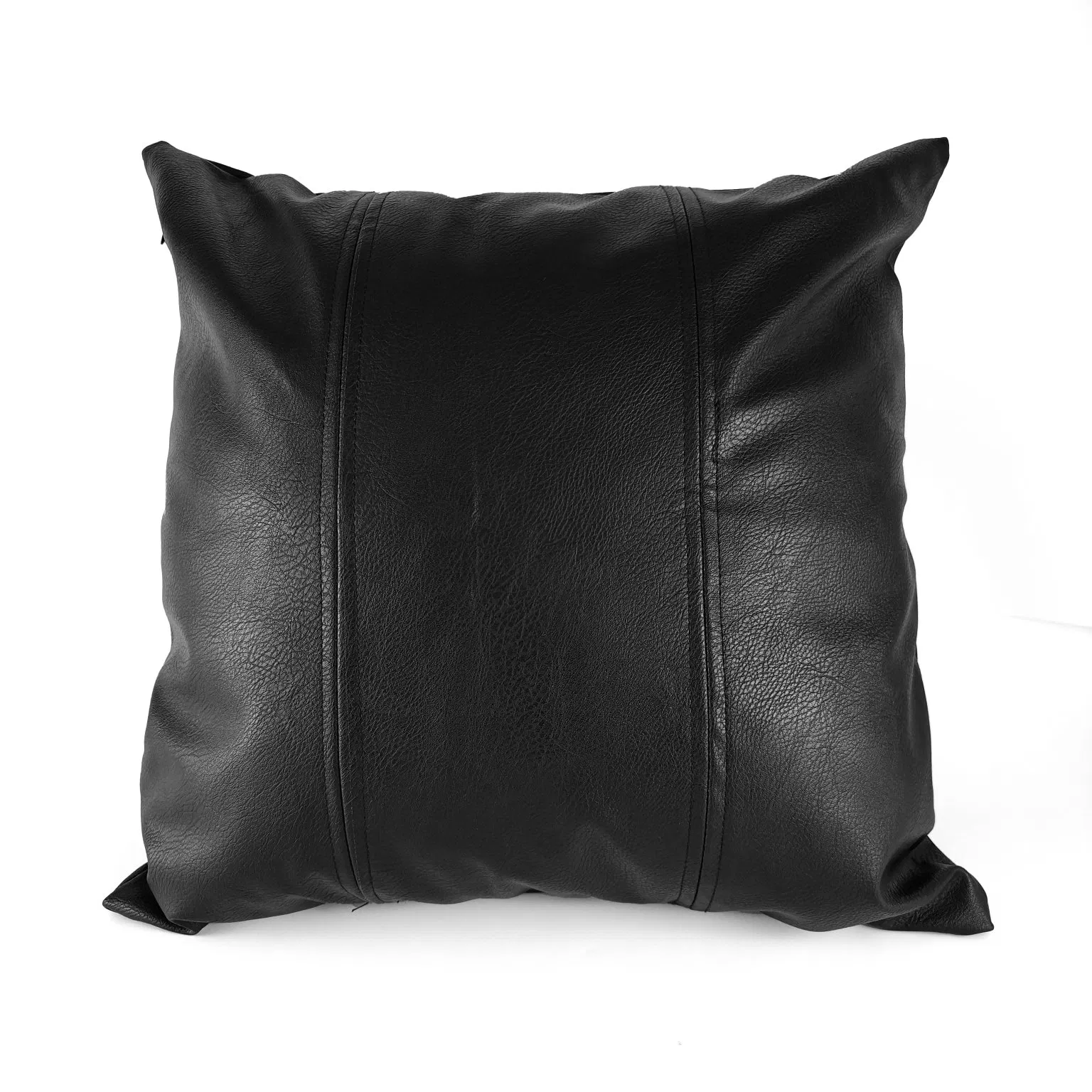 18inch Clasic Black Handmade Faux Leather Pillowcase