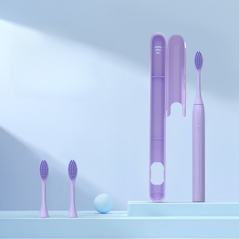 Ultra-Slim and Light Portable Adult Electric Toothbrush for Travel and Business Trips Battery-Powered Sonic Toothbrush with Travel Case