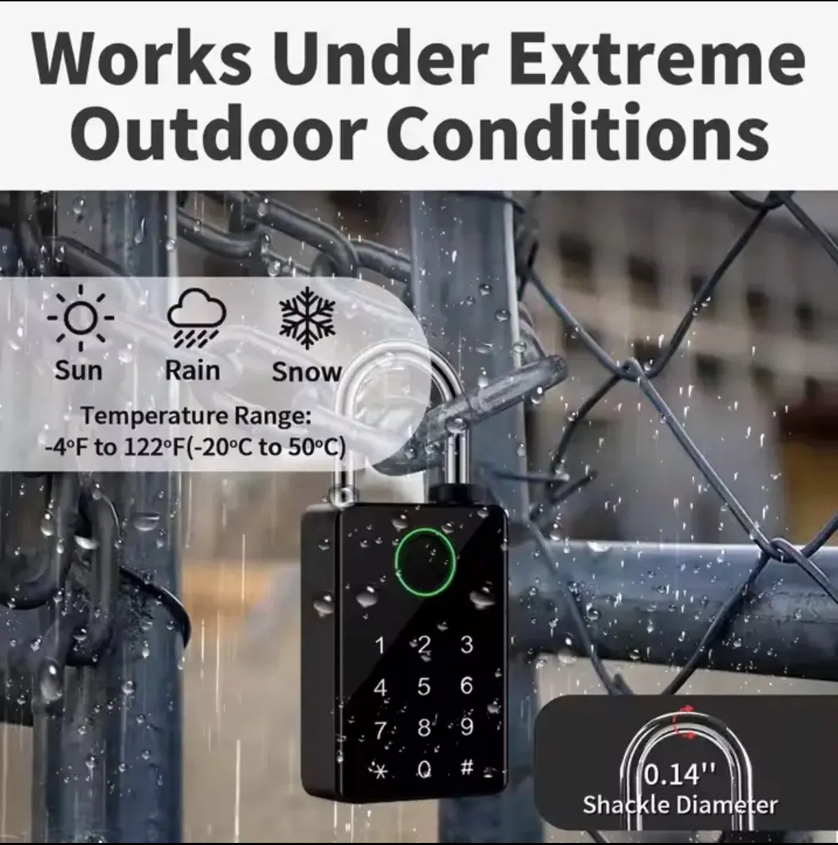 IP65 Waterproof Tuya APP Bluetooth Password IC Card Fingerprint Smart Digital Padlock