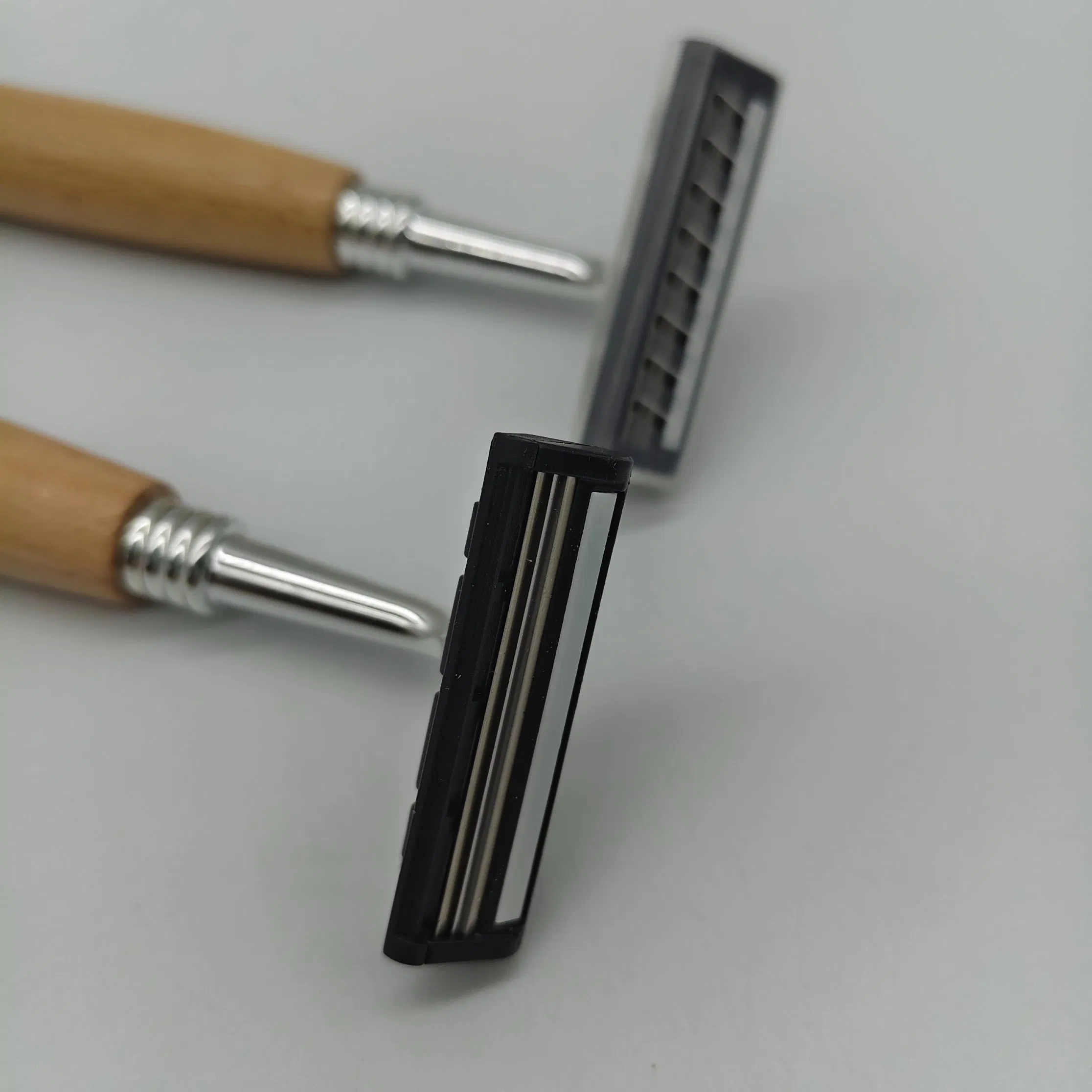 Custom Disposable Luxury Triple Blade Wooden Handle Men Shaving Razor