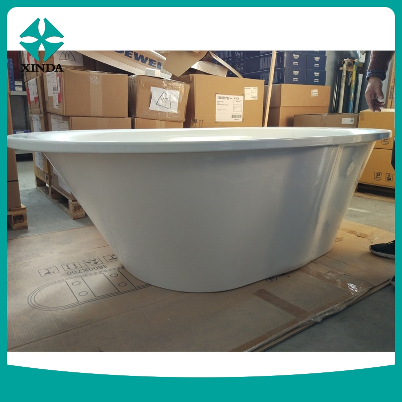 Acrylic Freestanding Bathtub Contemporary Soaking Tub White Gloss Outer