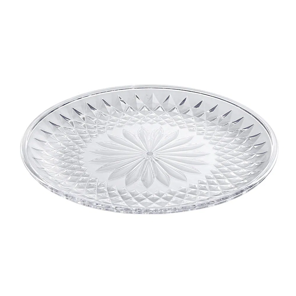 Plastic Fruit Plate - Diamond Pattern Lightweight Stackable Serving Platter