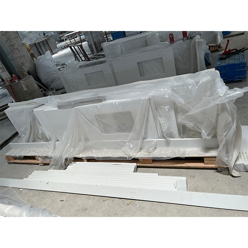 Engineered Stone Polished Pure White Quartz Fkitchen Countertop/Island/Bathroom/Table/Bar Top