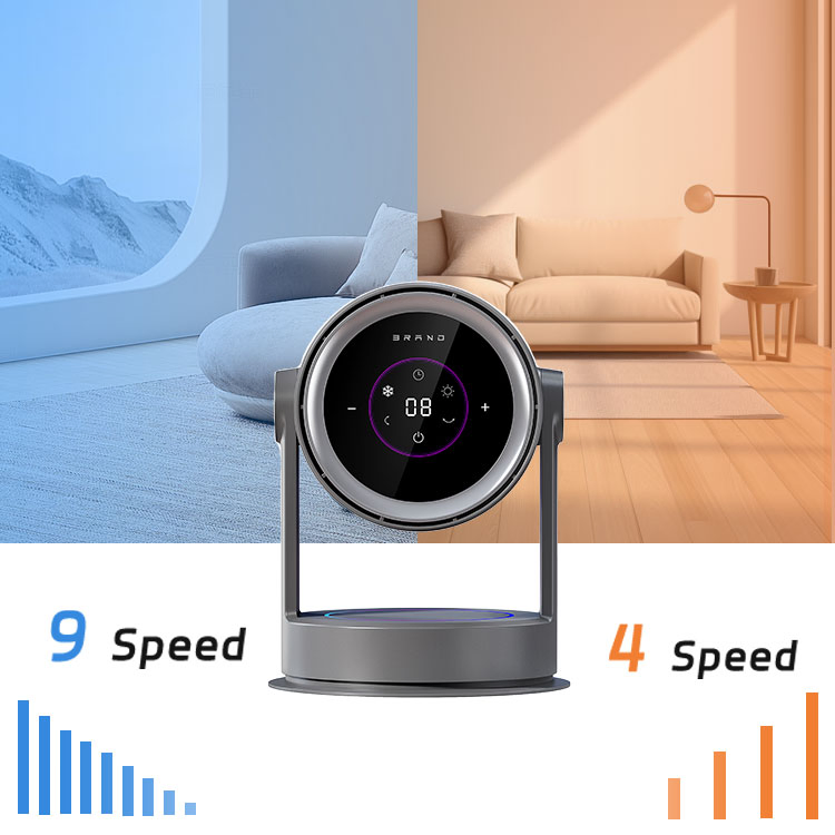 9 Speed Smart Air Circulation Fan Tip-Over Protection Bladeless Electric Fan Heater Leafless Fan Air Purifier Humidifier