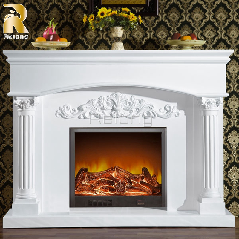 Wholesale Luxury Indoor Home Decor Antique Black Marble Fireplace with Hand Craved Marble Female Statues
