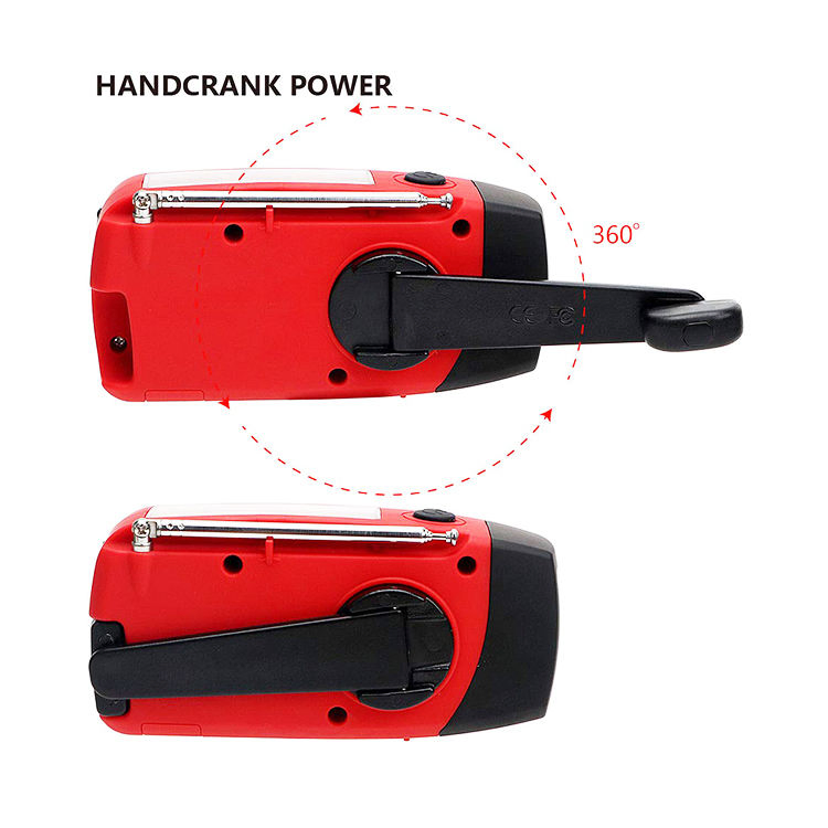 Emergency Survival Hand Crank Solar Panel Portable Am FM Wb Radio 2000mAh Battery