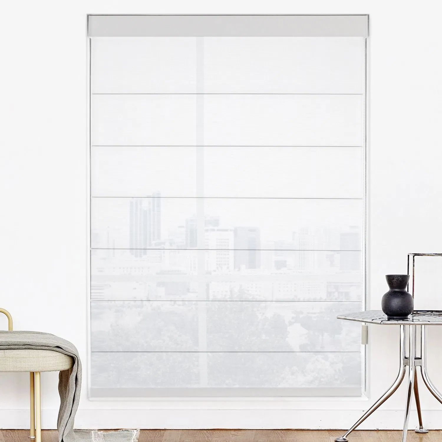 Sisheng New Design Fabric Curtain Sunscreen and Semi Blackout Roman Shade Blinds with Manual or Motorized System