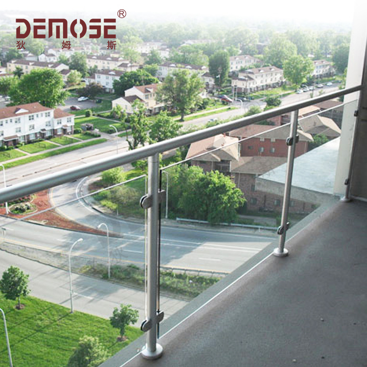 Laminated Safety Glass Guardrail for High-Rise Buildings with Reinforced Brackets Handrail