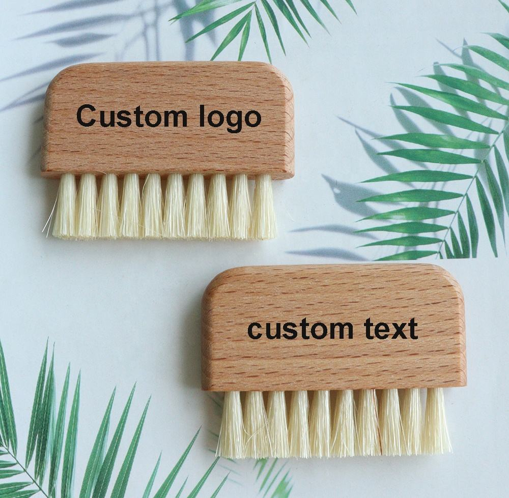 Natural Beewood Wooden Cleaning Nail Fingernail Brush Non-Slip Scrub Brush for Cleaning Hands, Feet and Cuticles