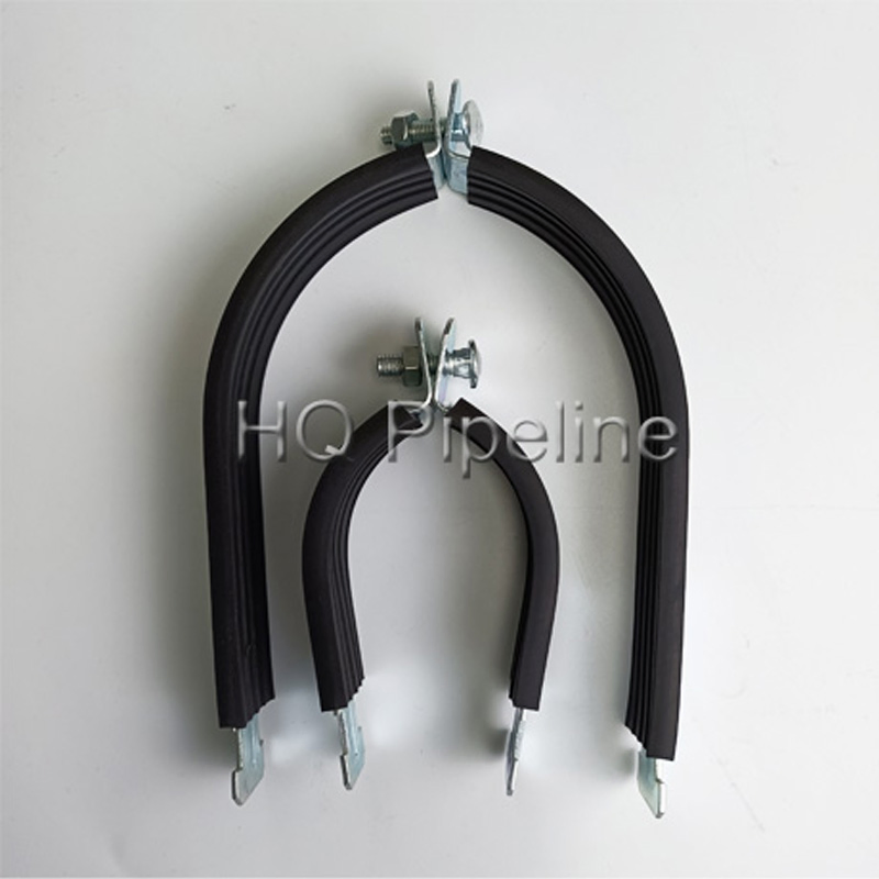 Galvanized Two Pieces Strut Pipe Clamps with Rubber for Pipeline Seismic Bracing Set
