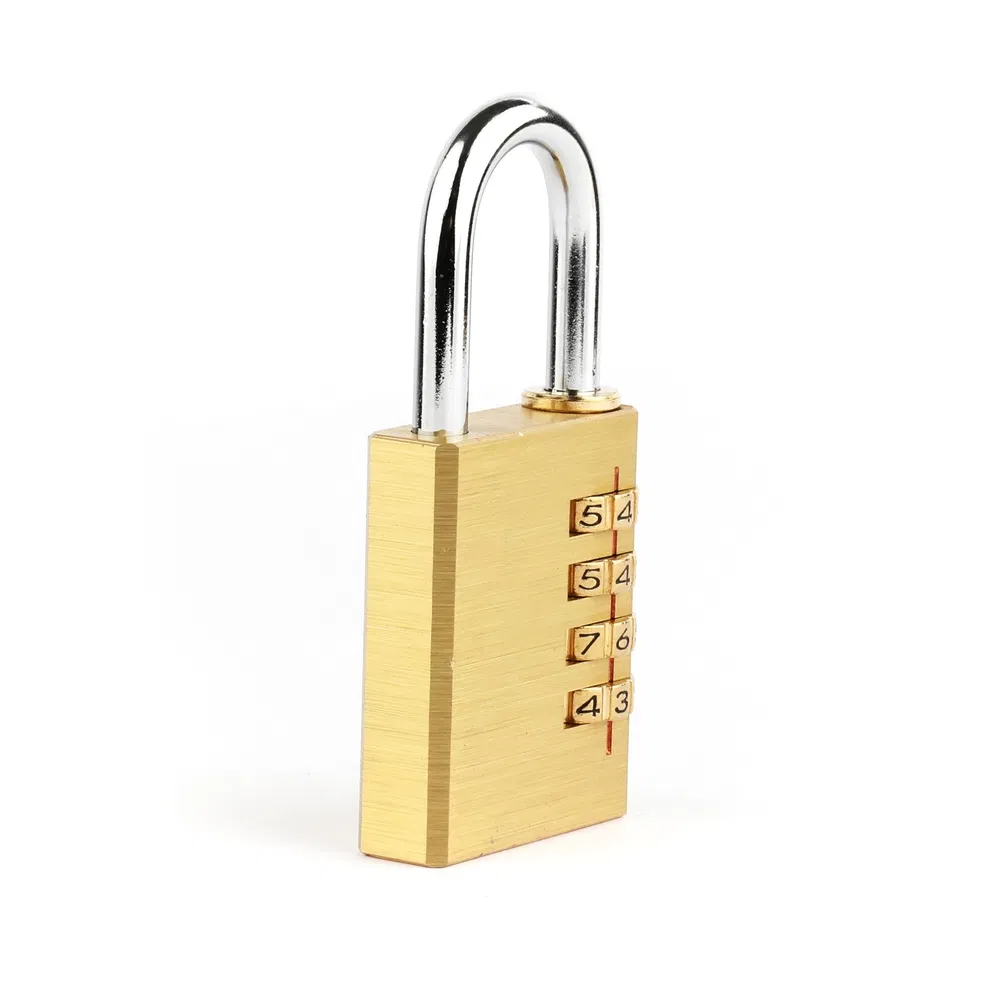 Yellow Brass Resettable 3-Digit Combination Luggage Padlock for Gift Box