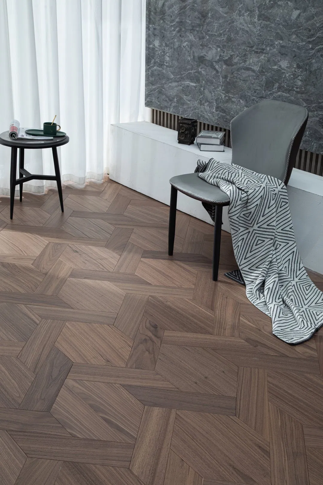 Black Walnut Shaped Parquet Flooring Chinese Knot Wood Flooring