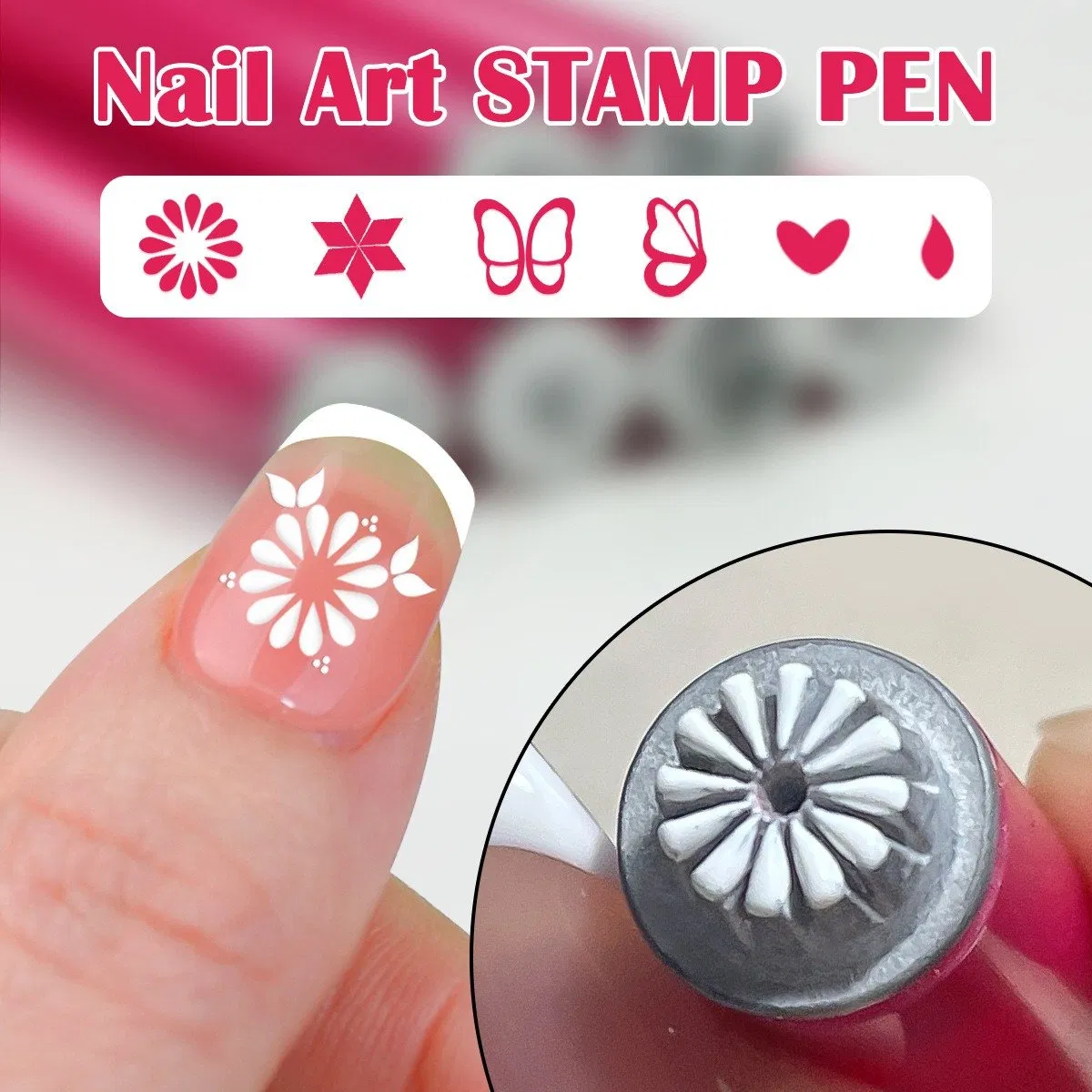 Factory Direct 6 Pieces Nail Art Stamp Pen Set with 6 Nail Printing Pen Seal Pen Tool