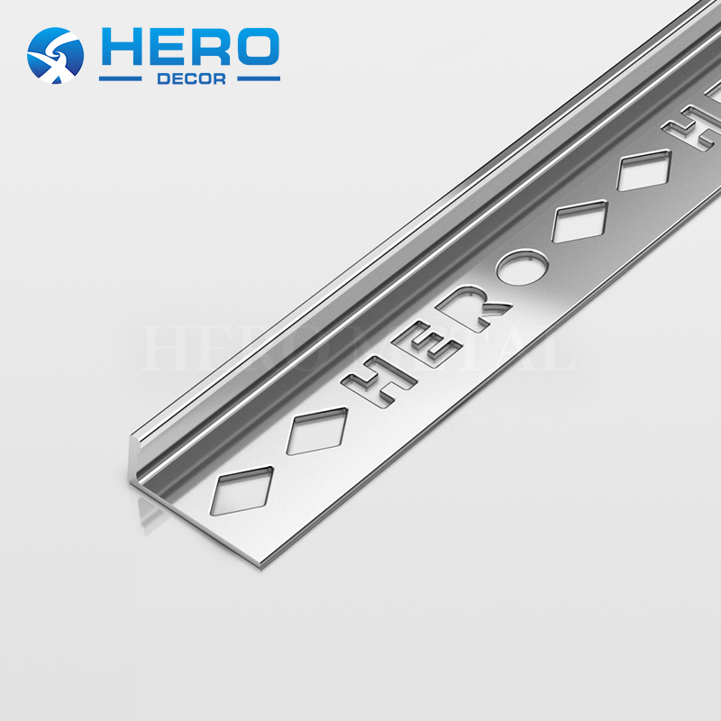 Straight Shape Strip Aluminium Alloy Factory Floor Decorative Strip Hero Metal Matte Silver L Shaped Wall Tile Corner Trim