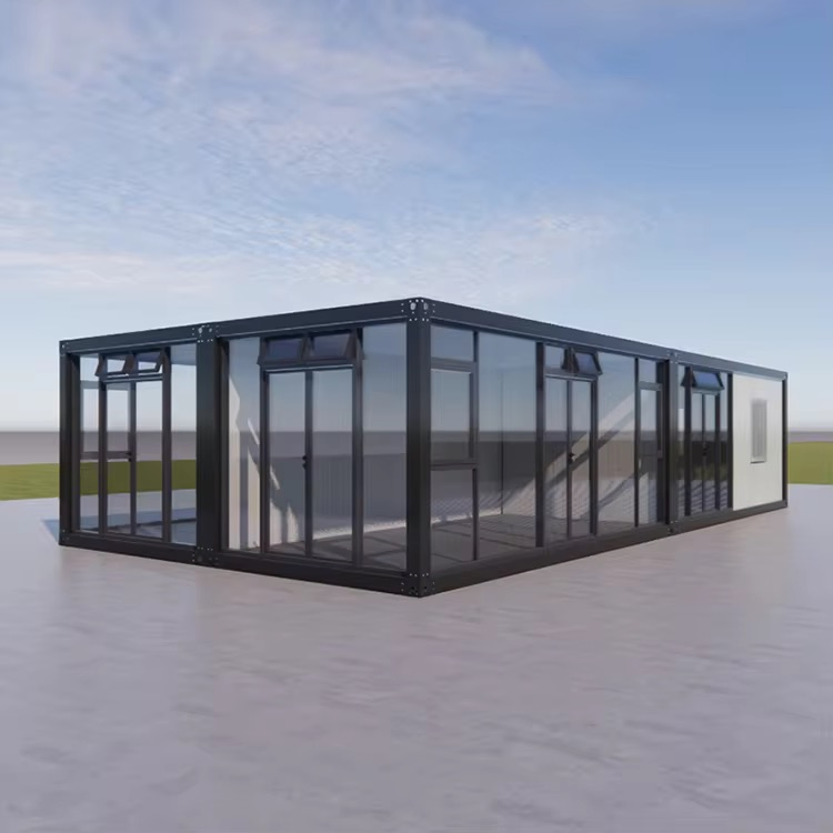 Modern Luxury Modular Prefabricated China Wholesale Flat Pack Glass Container Houses for Work Place Living Room