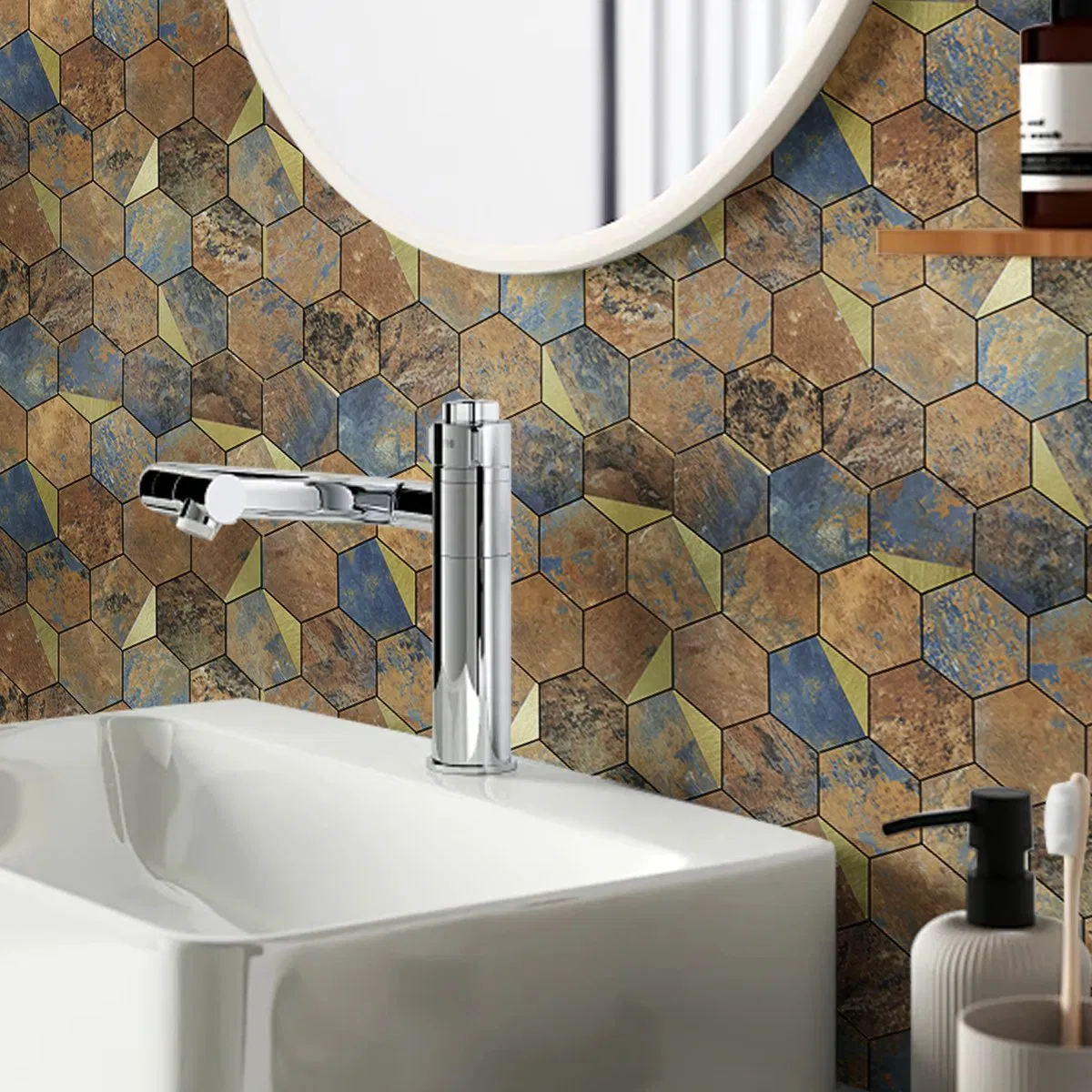 Factory Price Bathroom Kitchen Wall Decoration Material Metallic Decorative 3D Peel and Stick Mosaic Mural Tile with New Design