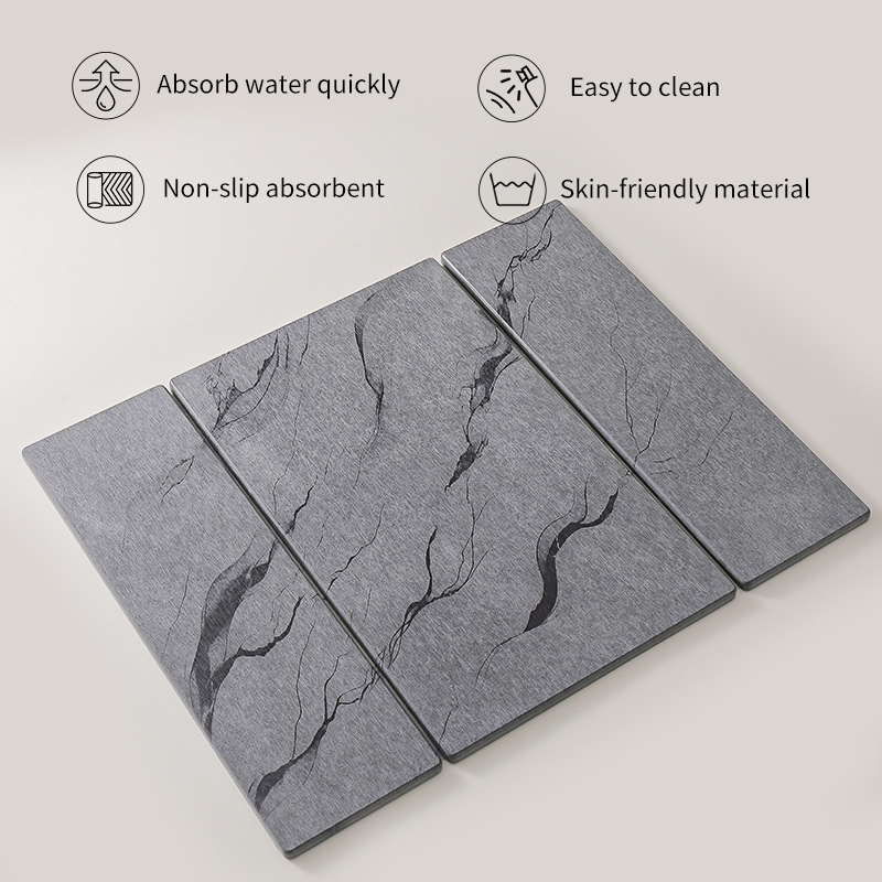 Multifunctional Countertop Absorbent Pad Diatomaceous Earth Tableware Drying Mat Foldable Stone Dish Drying Mat for Kitchen