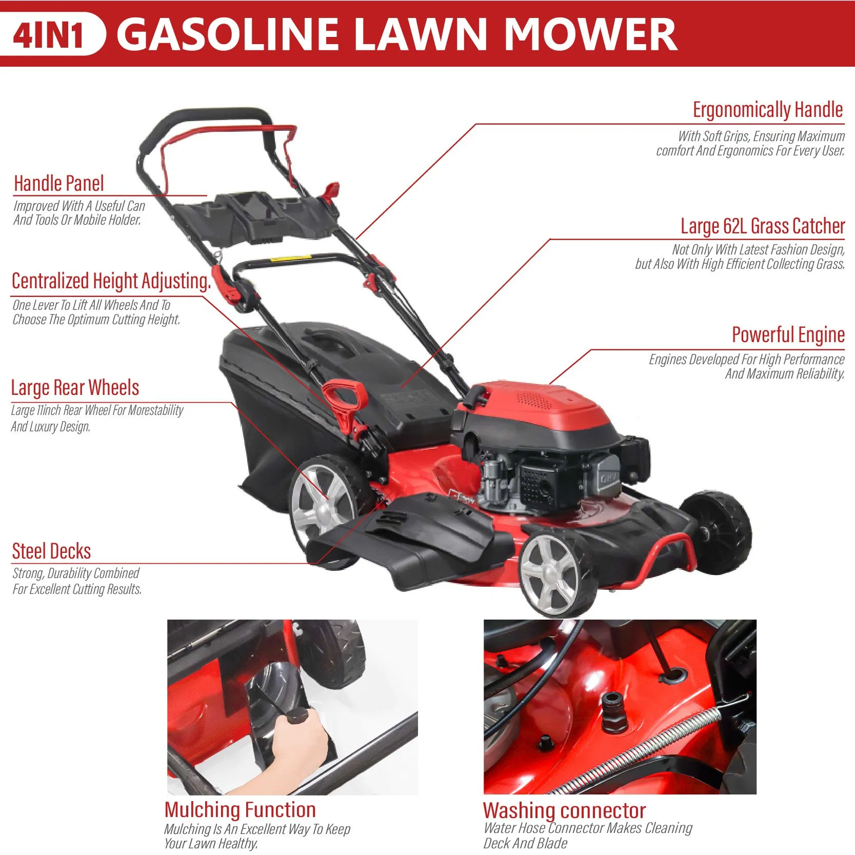 Good Quality Good Price China Grass Cutter 125cc Garden Tractor Lawn Mower with Self Propelled