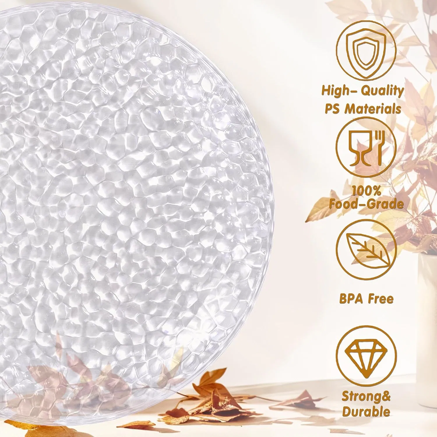 Clear Plastic Plates Hammered Disposable Party Plates Dinner Plate