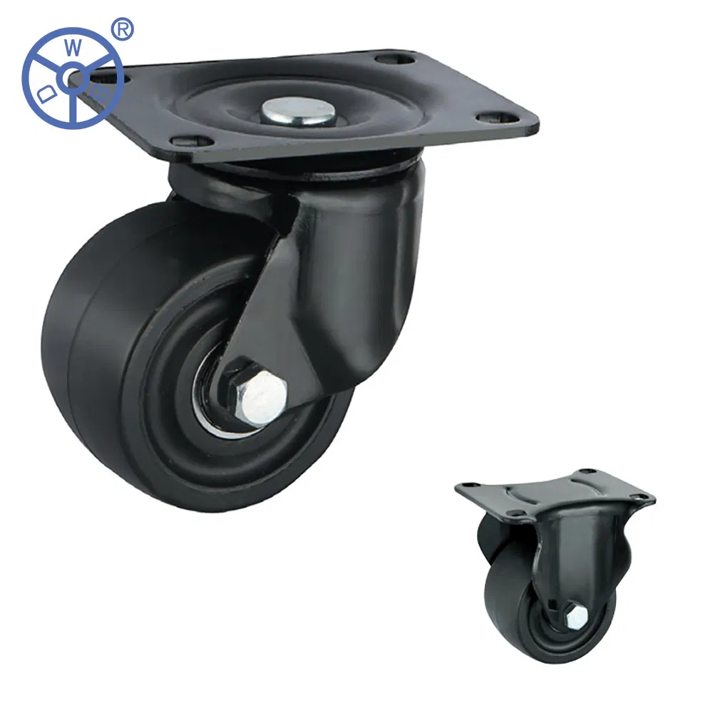 40/50/65/75mm Low Profile Caster Wheel High Load Capacity Casters Cowboy Nylon/PP Caster Wheels Black Caster