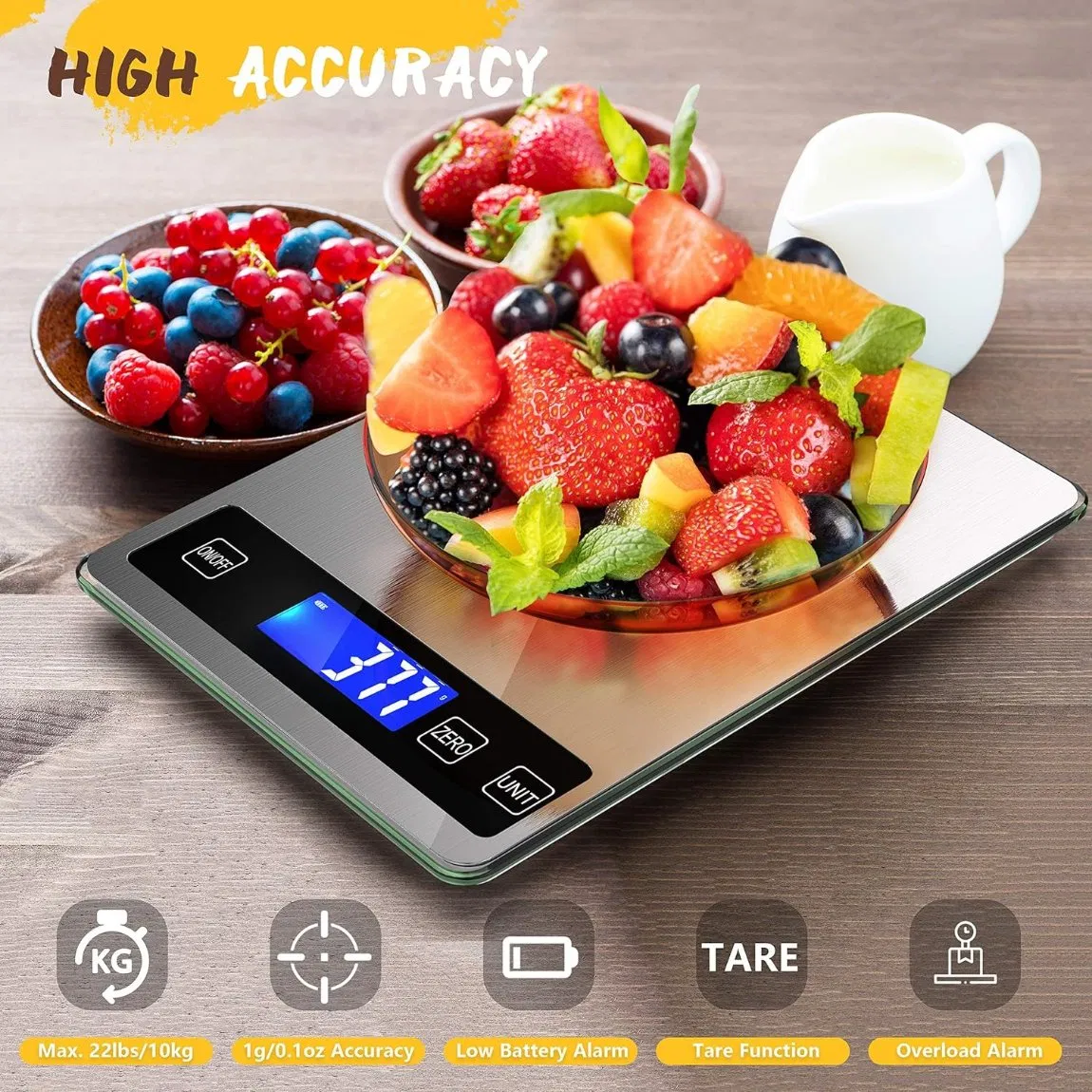 Factory Outlet Digital Food Scale Rechargeable Electric and Type-C Charging Kitchen Scale