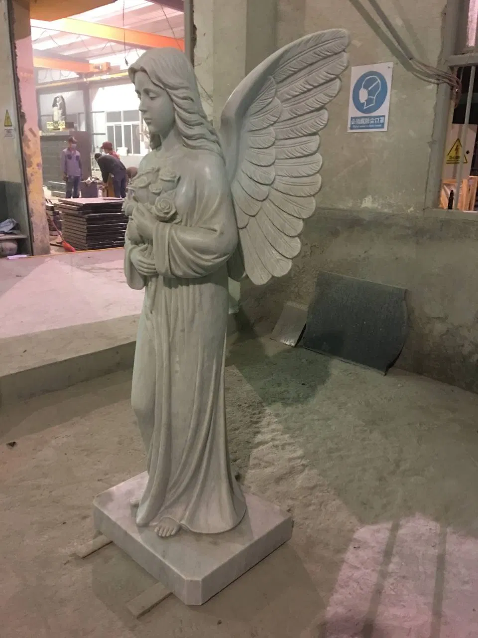 Haobo Stone Hunan Whtie Marble Hand Carved Angel Tombstone Memorials