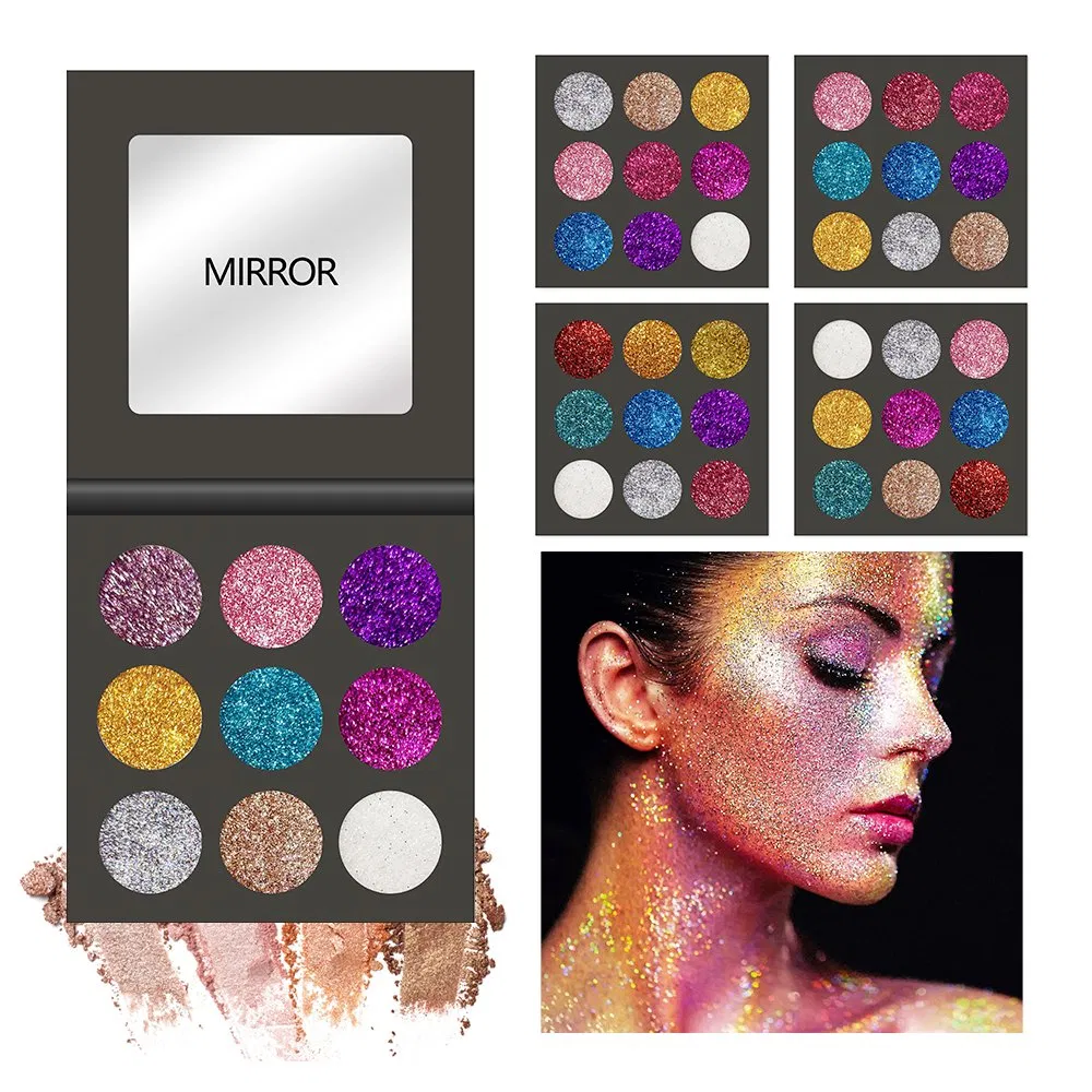 Highly Pigmented Shimmer Makeup Palette Eye Shadow 9 Colors Makeup Pressed Glitter Eyeshadow