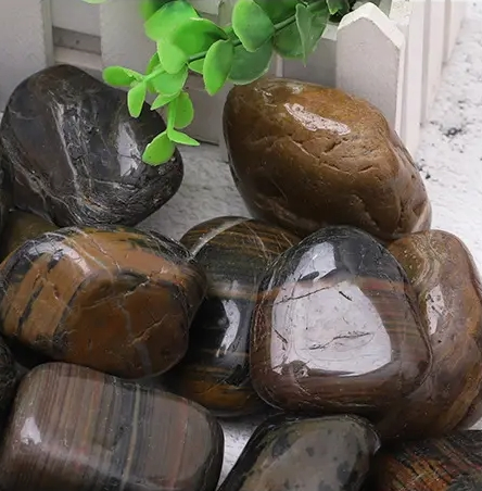 High Polished Tiger Skin Yellow Pebbles, Striped Pebbles, Used for Aquarium Decoration