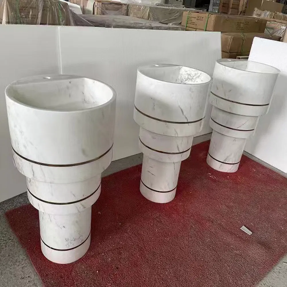 Раковина для ванной из натурального мрамора с рифлением
